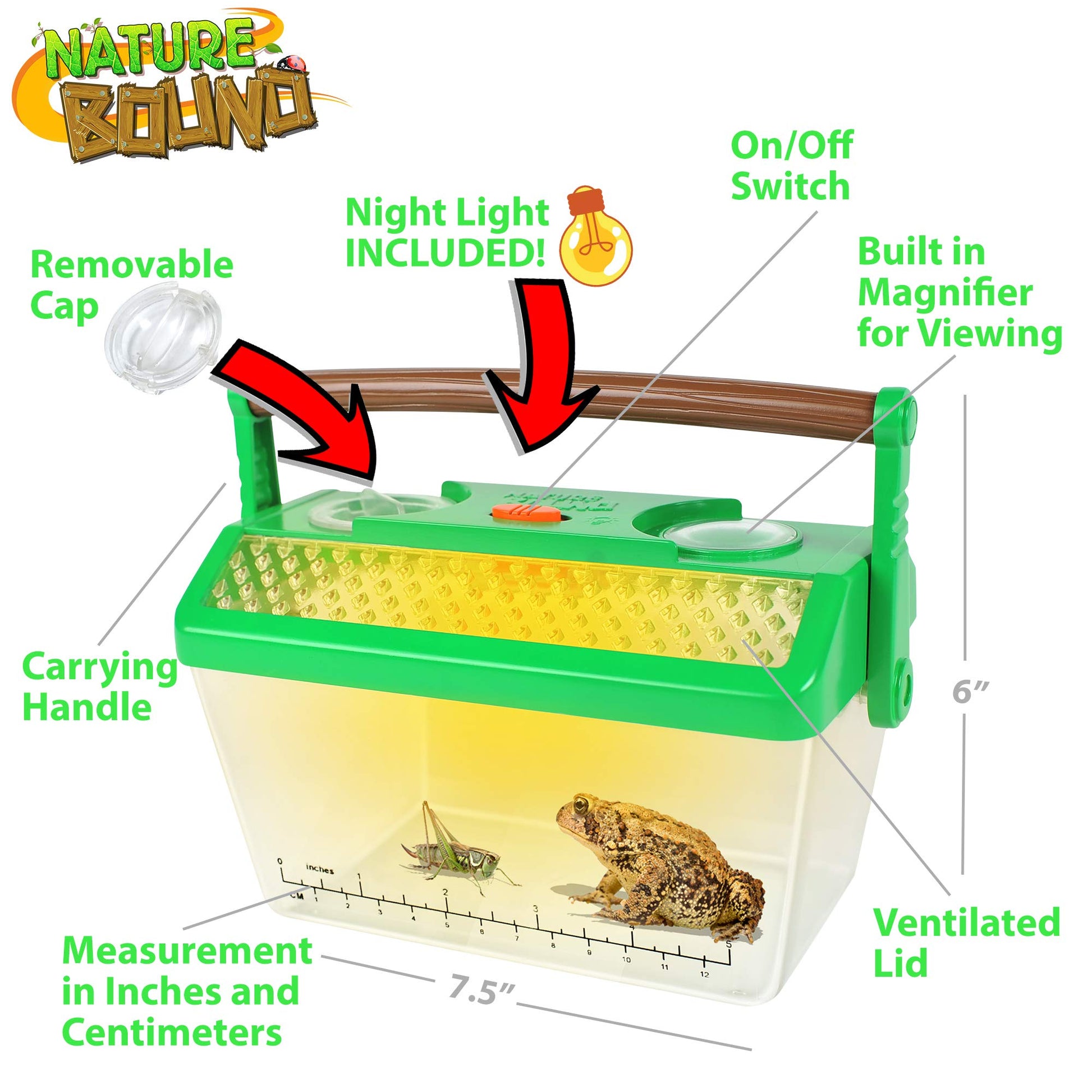 Close-up view of the integrated magnifier on the insect cage for detailed scientific observation.