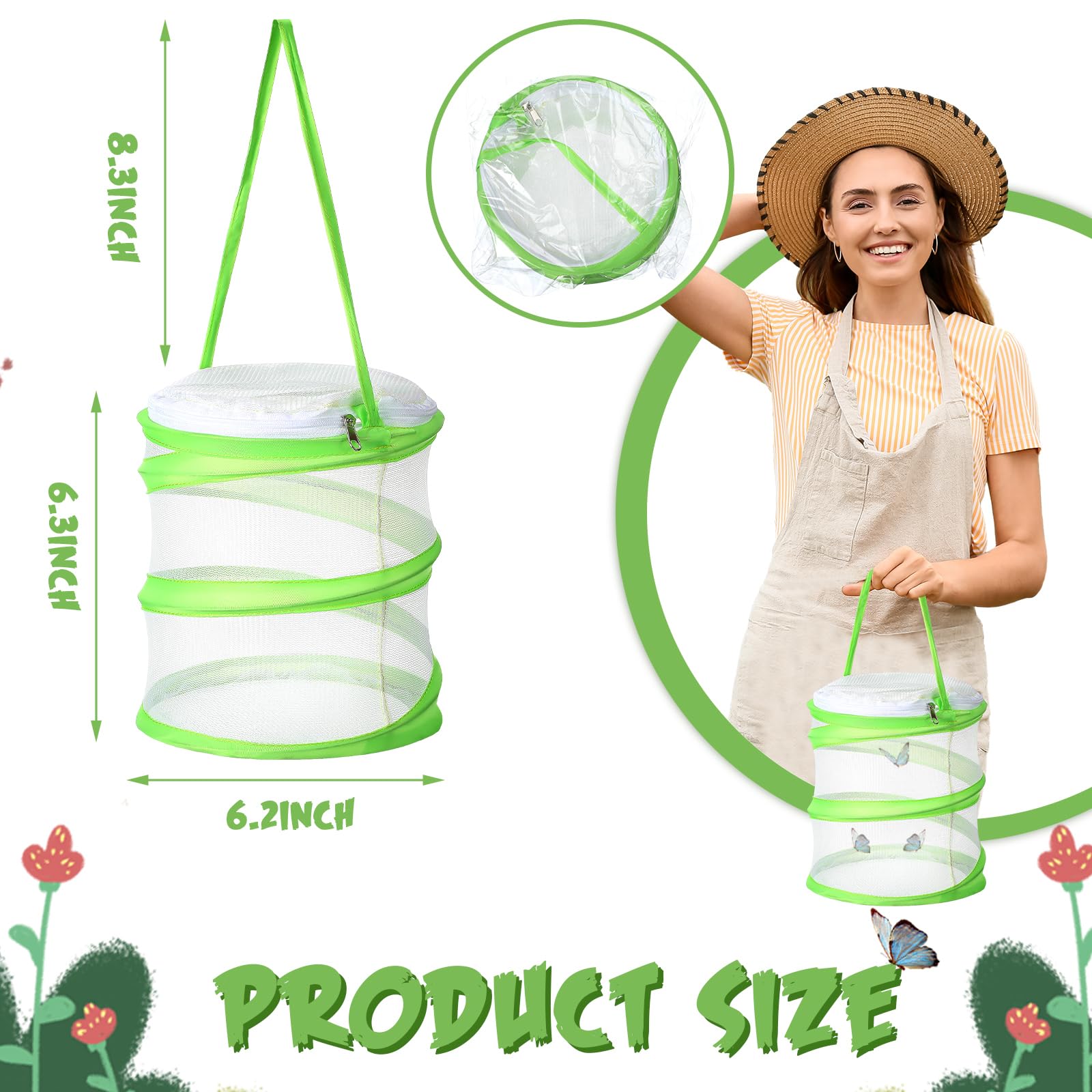 Sherr mesh butterfly terrarium showing the convenient top carrying handle for portable use.