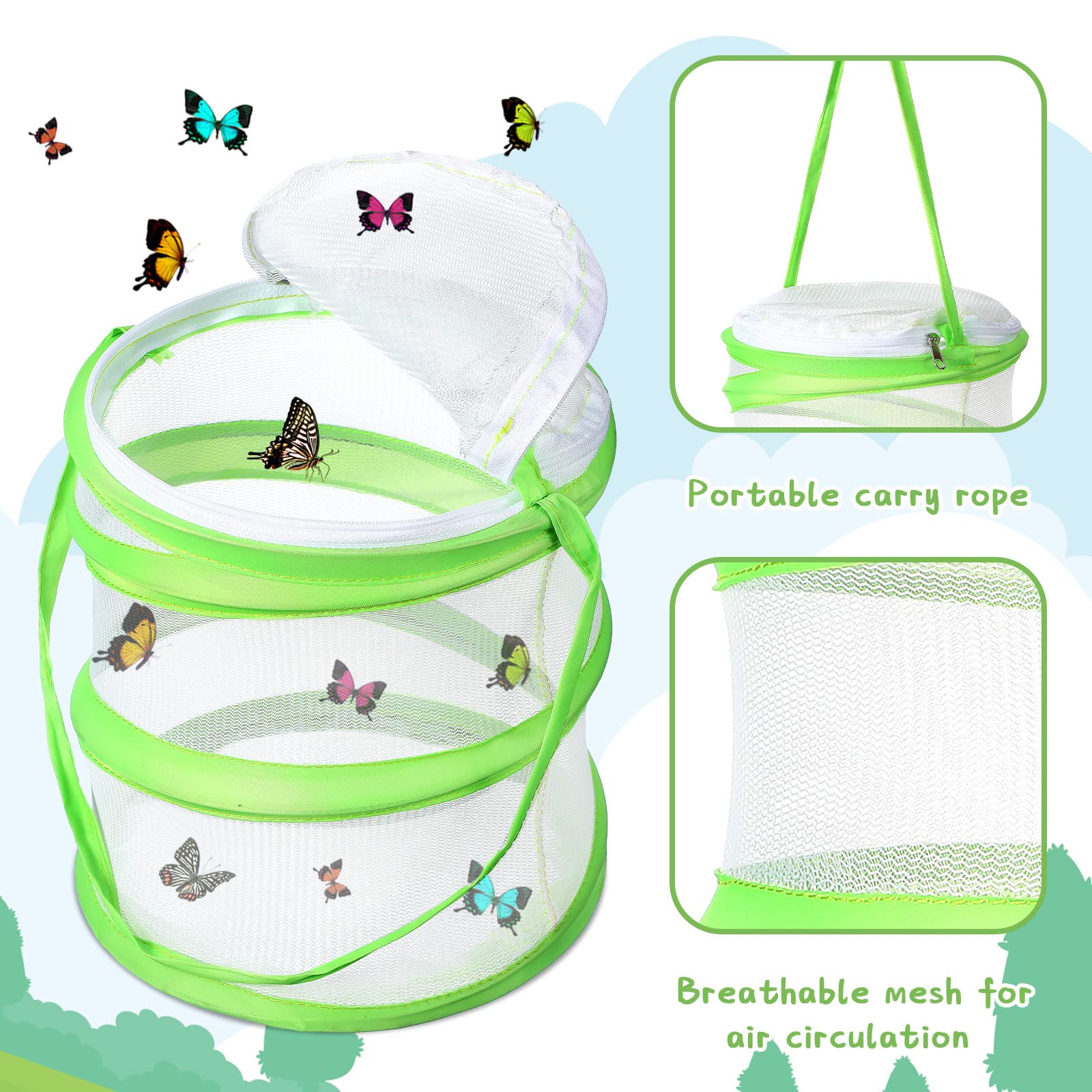 Sherr pop up insect net container highlighting the durable washable fabric bottom panel.