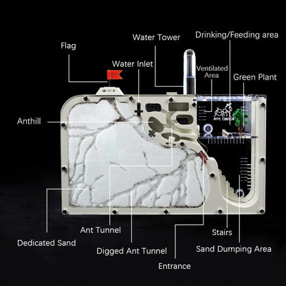 Close up of the integrated water tower and automatic hydration supply system on the science learning kit