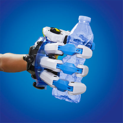 Close up view of the fluid mechanics system and pulley cables on the back of the Discovery bionic hand.