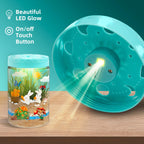 AluAbi kids arts and crafts activity kit with decorative stickers placed on the outside of the jar.
