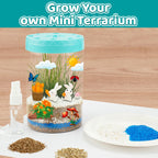 AluAbi bunny terrarium kit showing the miniature shovel and spray bottle being used for setup.