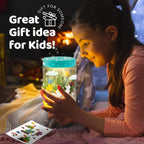AluAbi light up tabletop garden ecosystem functioning as a bedroom nightlight for children.