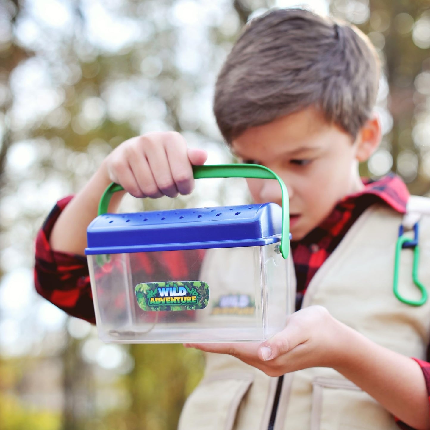Close-up of the ventilated lid on the Wild Adventure bug catching toy emphasizing safety and airflow