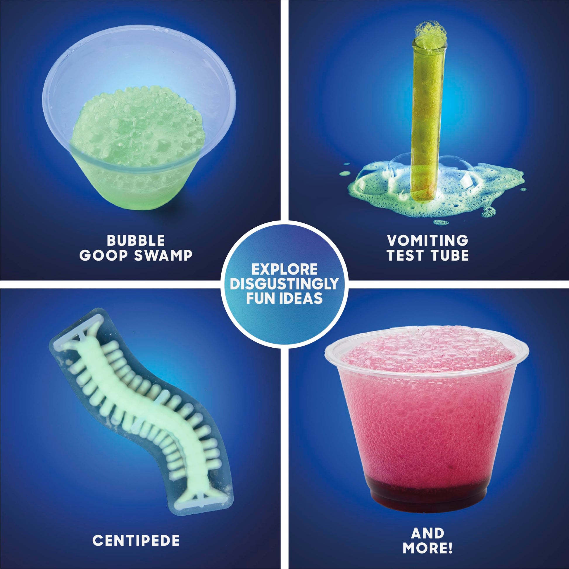 Children learning physics and acid base reactions using a gross science activity set.