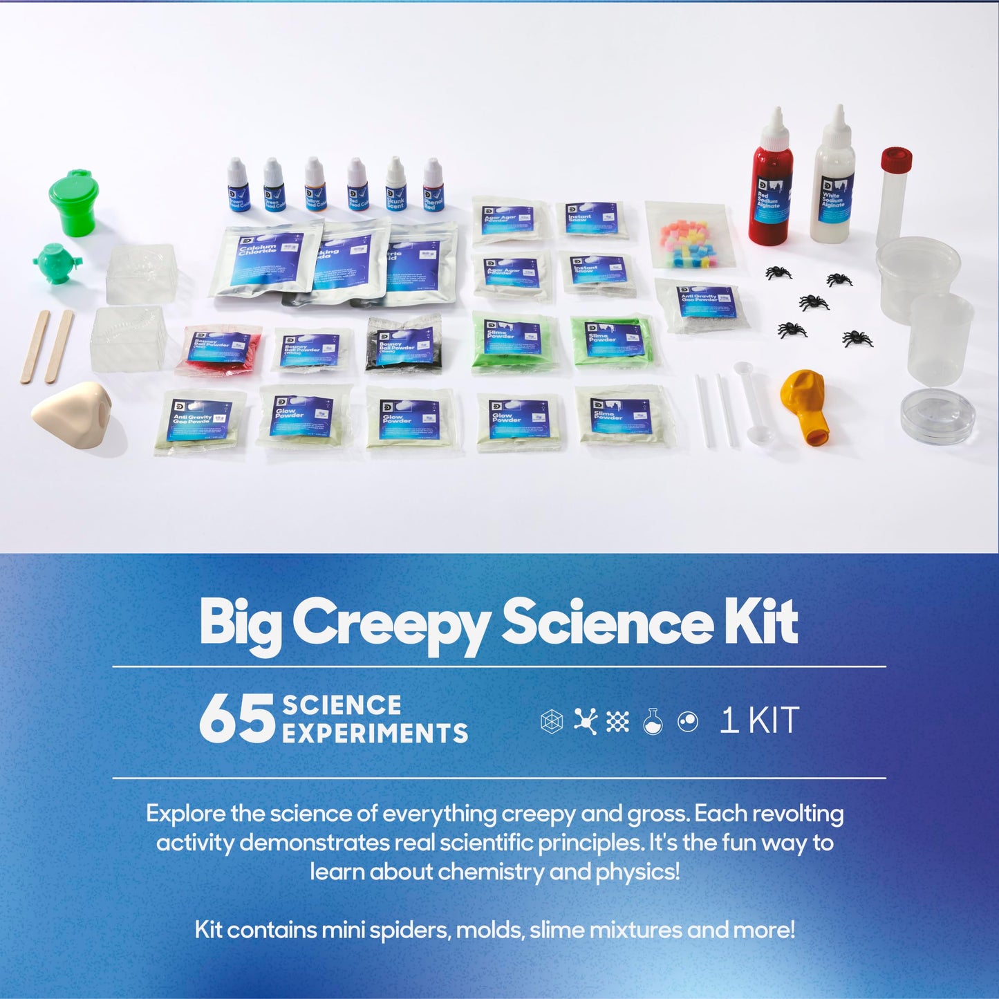 Discovery brand educational STEM toy box showing glow in the dark centipede experiment.