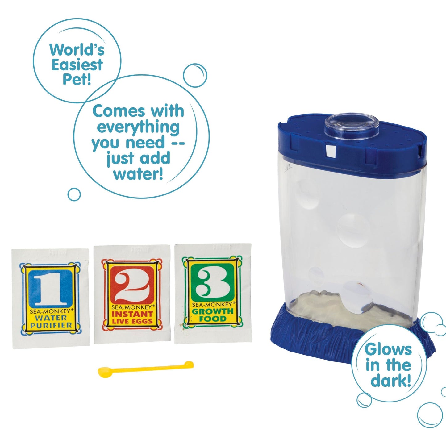 Sea Monkeys glow in the dark aquarium showcasing the magnifying viewing portals