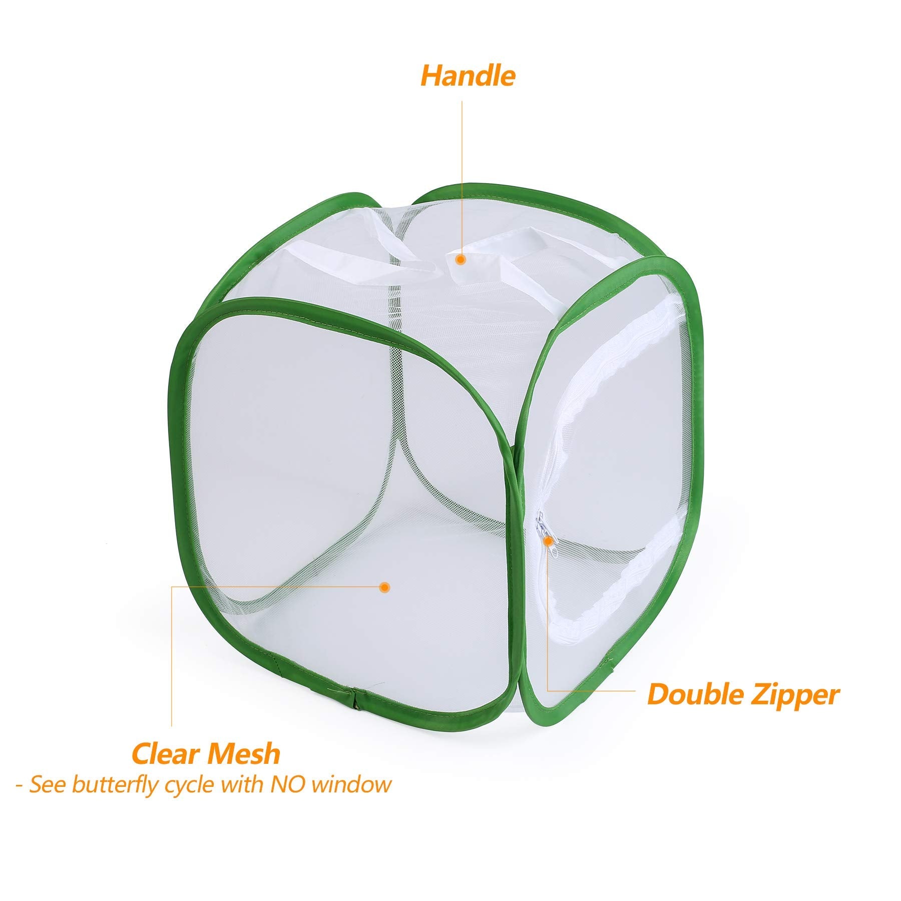RESTCLOUD collapsible caterpillar enclosure showing the large side zipper opening for easy feeding