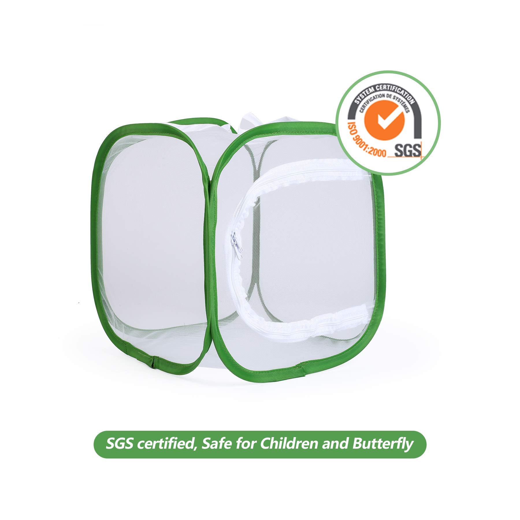 RESTCLOUD pop up butterfly cage showing the durable green borders and sturdy square design