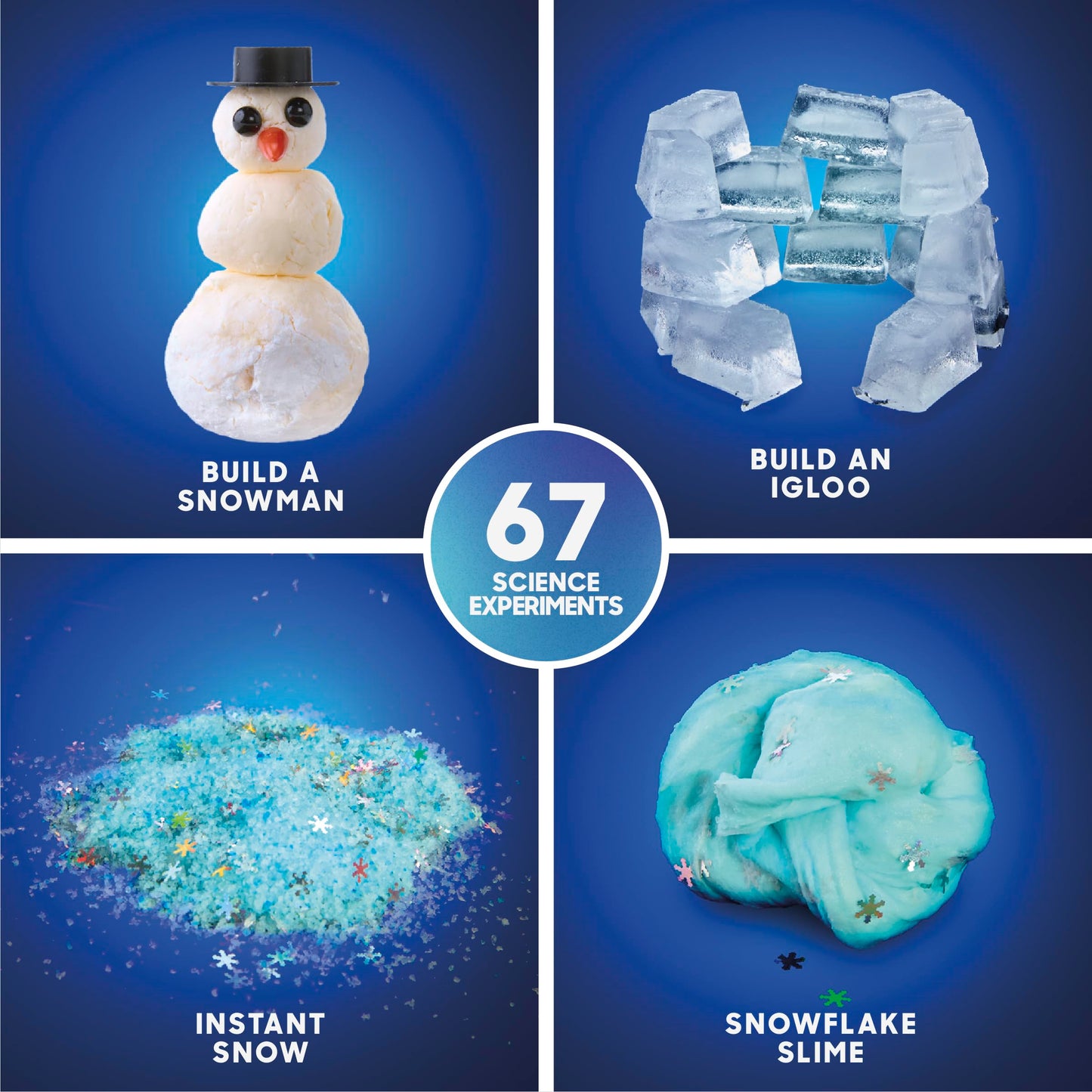 Children creating instant artificial snow and snowflake slime using the Discovery STEM set.