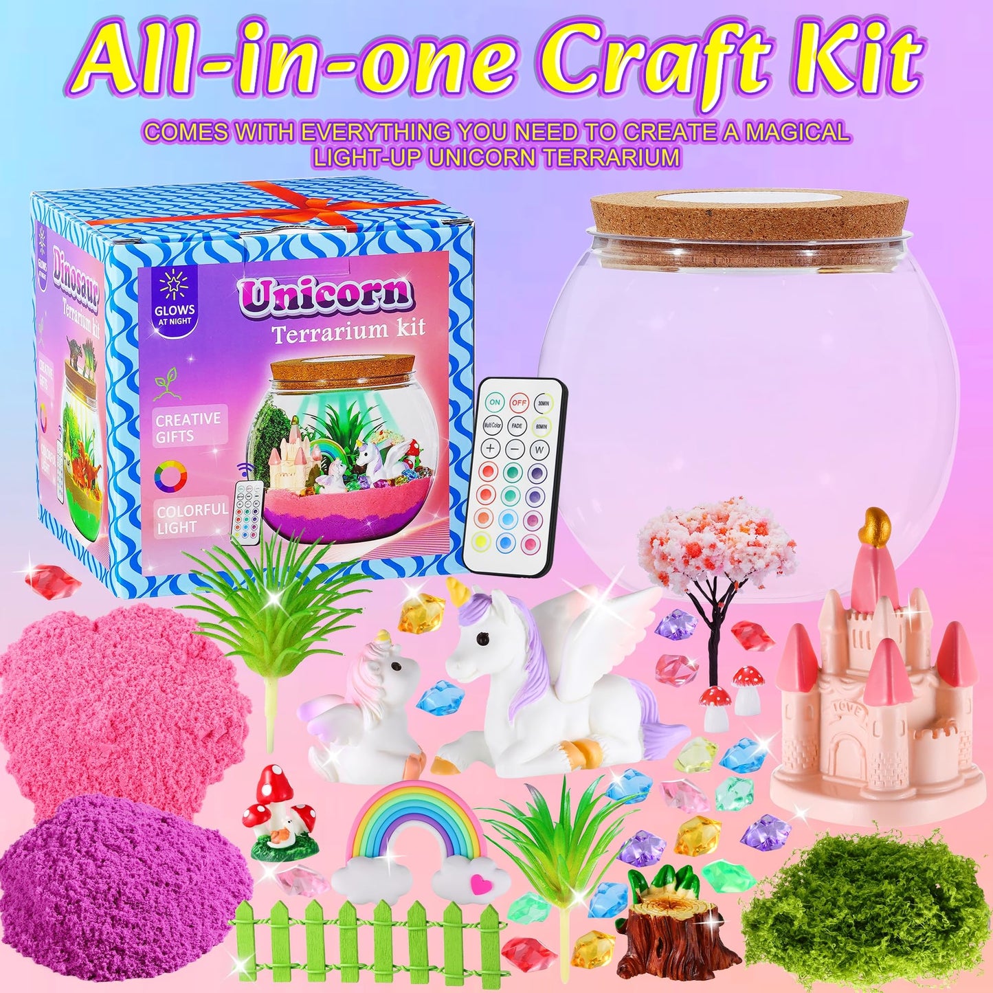Hannstar DIY fairy garden kit with included remote control and figurines