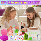 Close up of color changing LED night light lid on unicorn terrarium