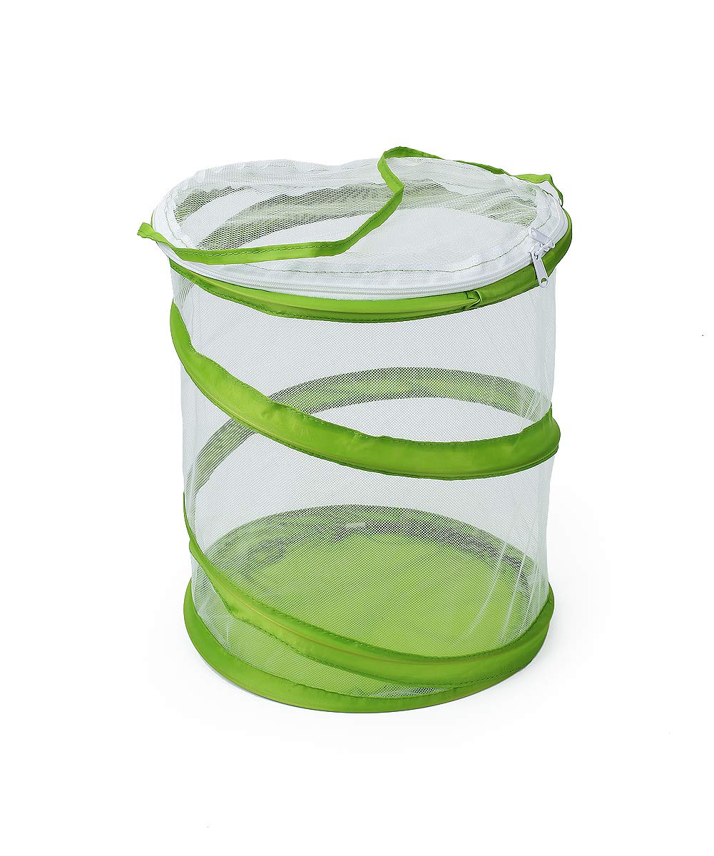 Collapsible butterfly mesh enclosure showing the fold flat space saving feature