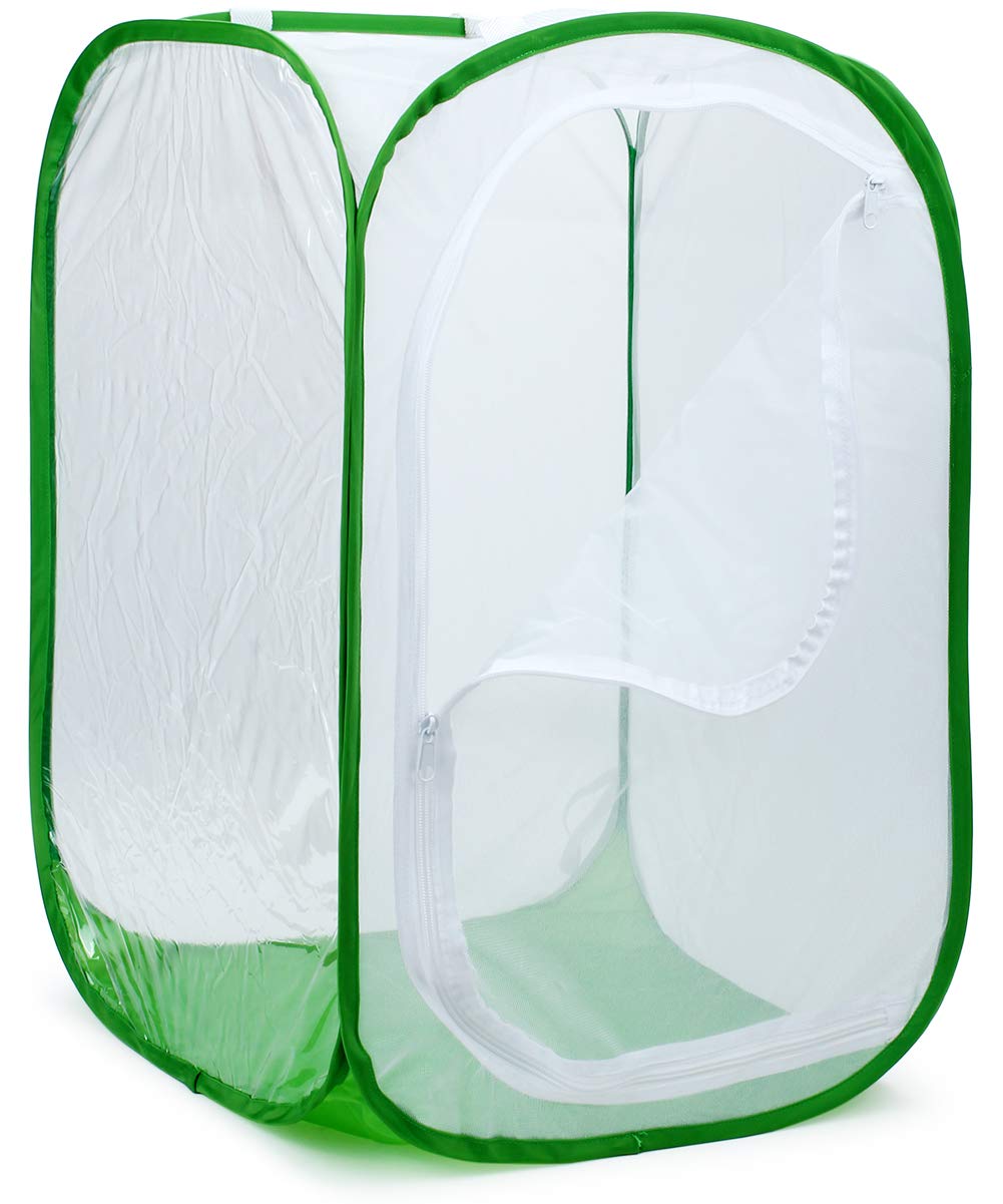 RESTCLOUD insect terrarium cage with the zippered side door open to show the spacious interior.