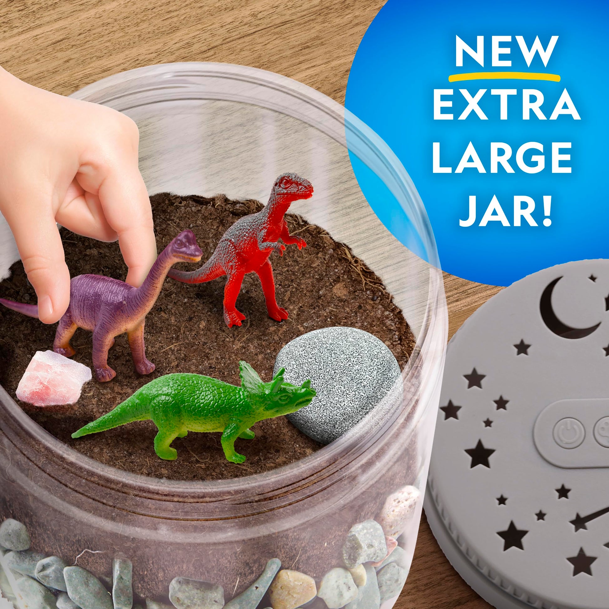 USA imported National Geographic educational STEM kit with three dinosaur figurines and stickers.