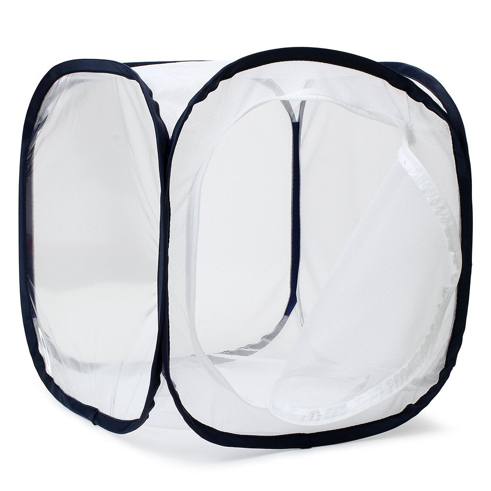 Restcloud caterpillar rearing tent with top zipper closures securely shut for protection.