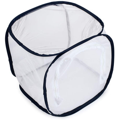Restcloud square butterfly habitat cage showing the stable black and white bottom base.