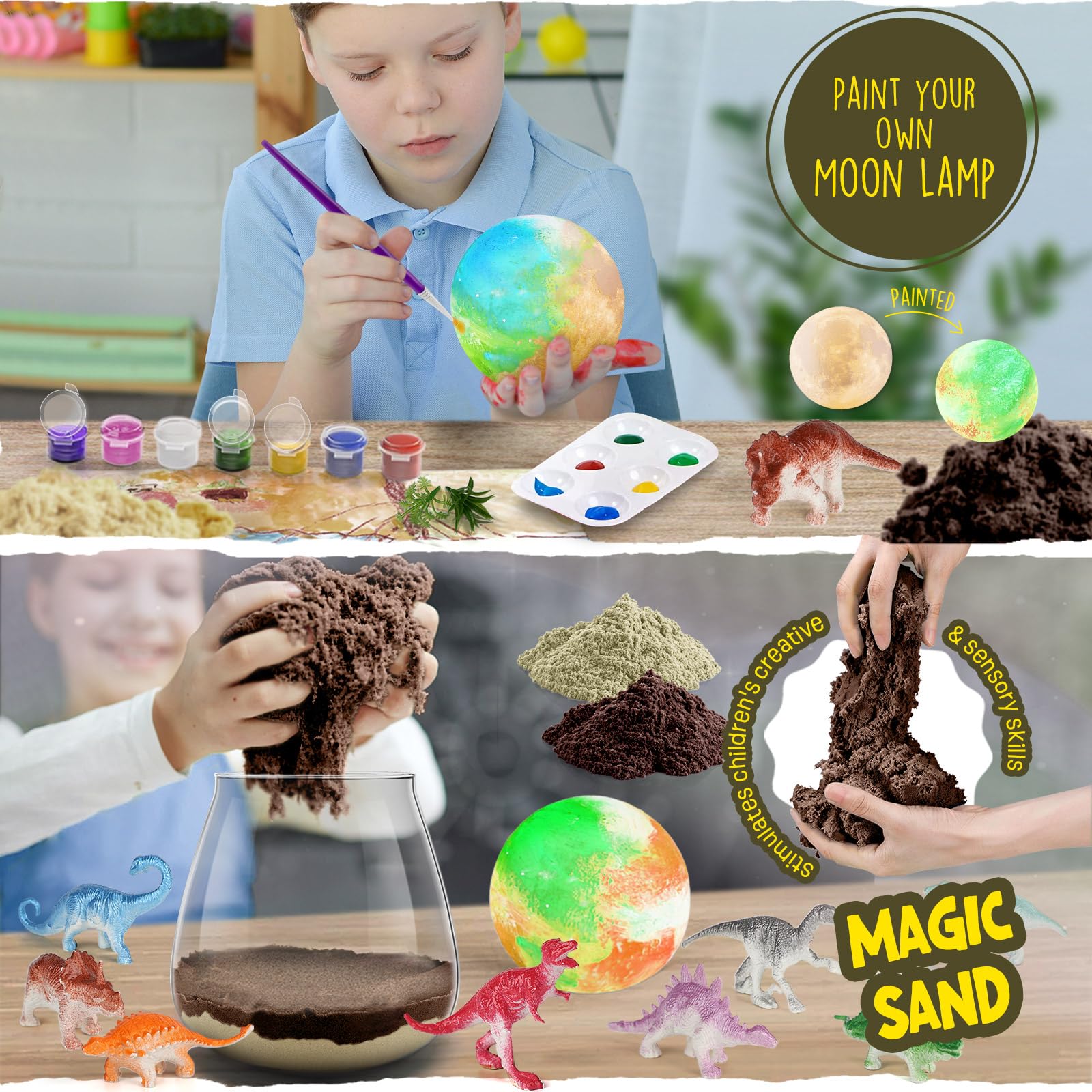 LAOESE kids science project showcasing the illuminated LED nightlight feature in a dark bedroom setting.
