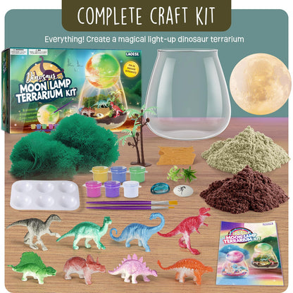 LAOESE arts and crafts box highlighting the included miniature trees logs and dinosaur eggs accessories.