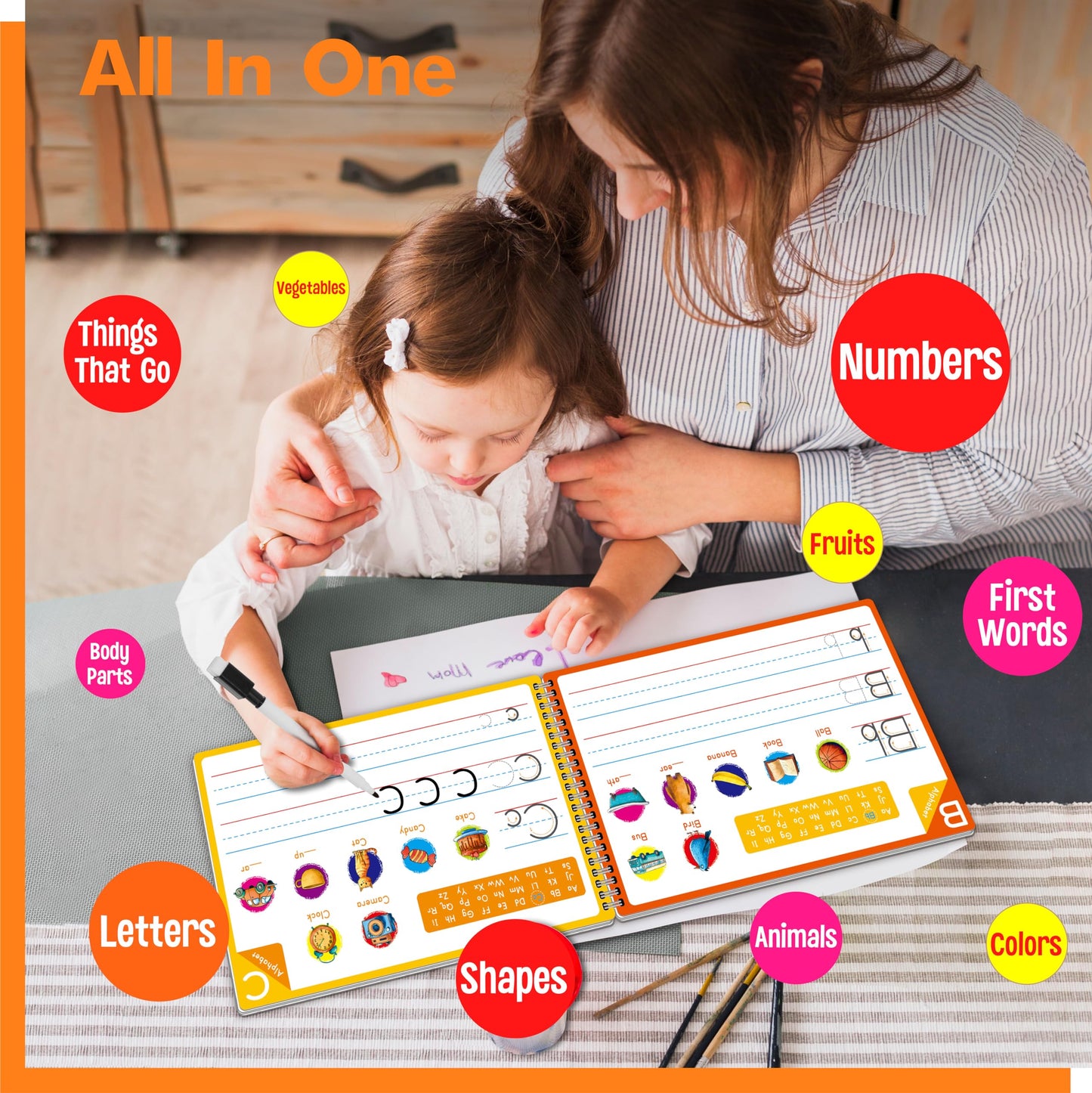Gethelud Montessori learning toy detailed shot of water resistant laminated forty page volume