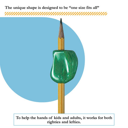 Close up of ergonomic writing aid with unique wings on a standard pencil.