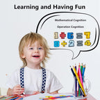 Preschool learning toy set featuring mathematical symbols for counting and basic equations