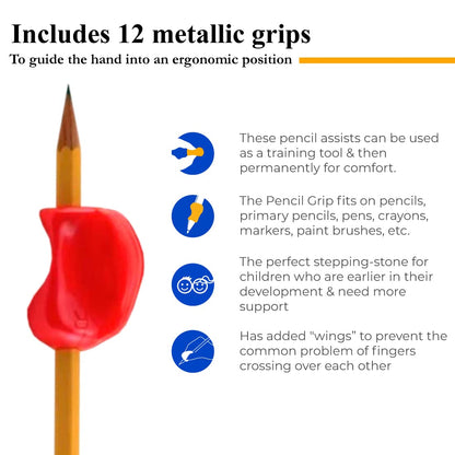 Assorted metallic colors pack of twelve ergonomic posture correction tools.