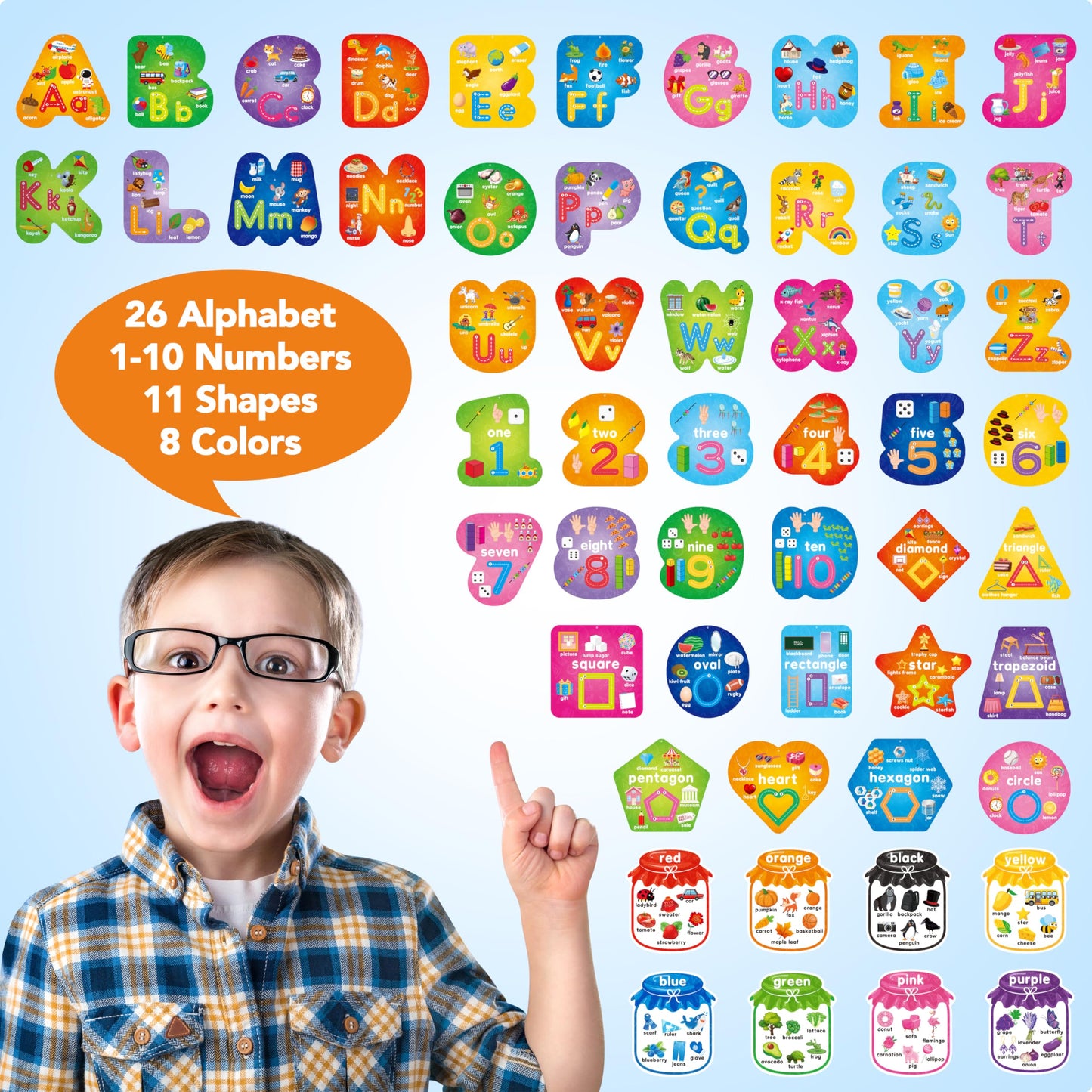 Double sided preschool learning cards with letter A and B illustrated tracing guides