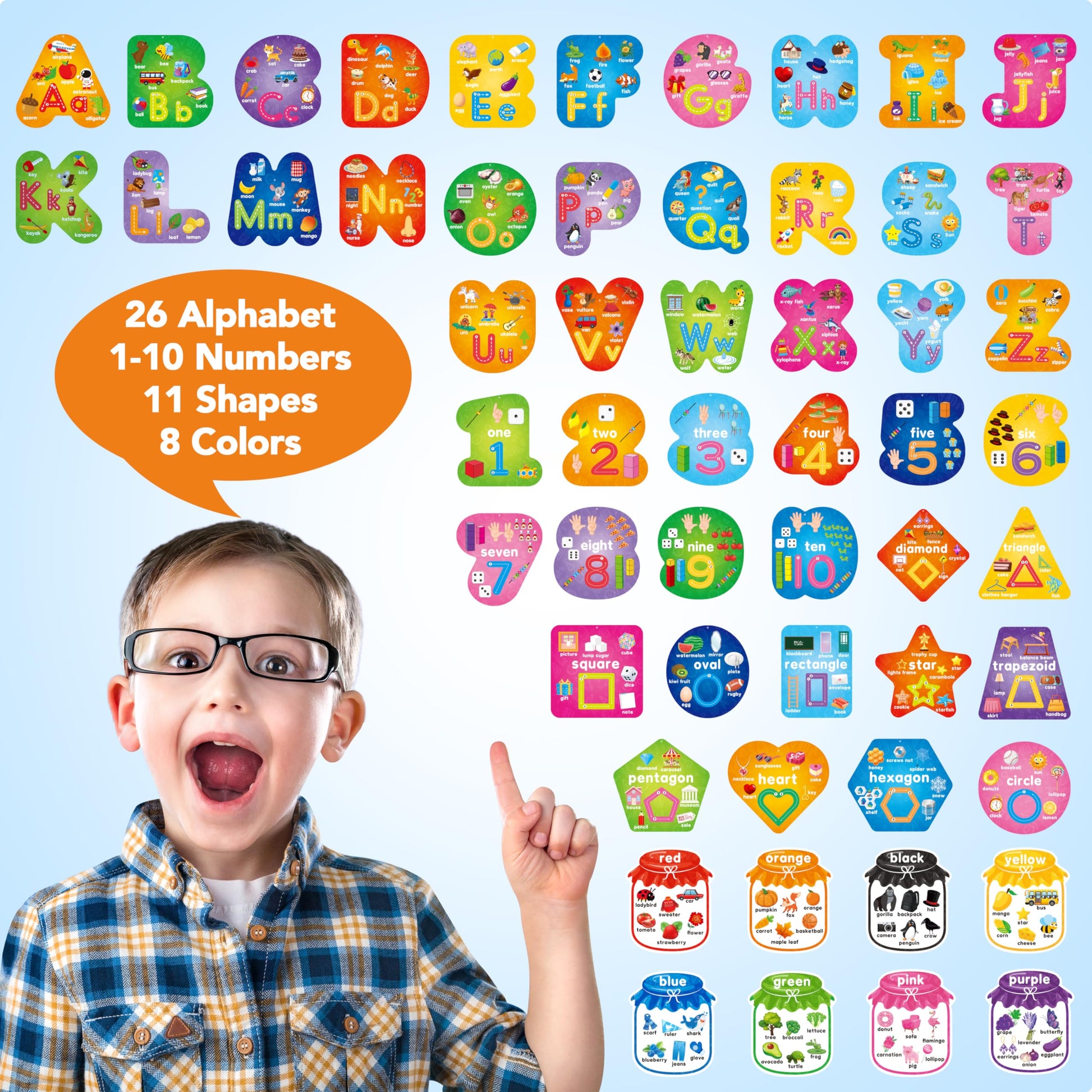 Double sided preschool learning cards with letter A and B illustrated tracing guides