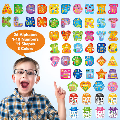 Double sided preschool learning cards with letter A and B illustrated tracing guides
