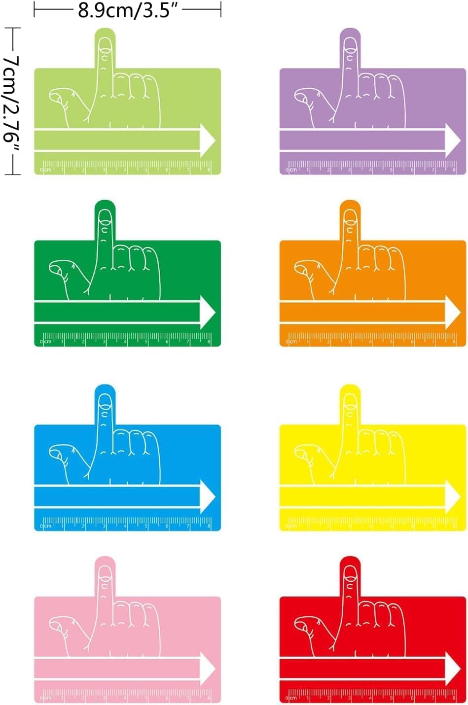 Galepromot 8 count writing aid set demonstrating the integrated 8-centimeter ruler scale along the bottom edge.