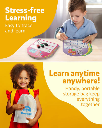 Laminated reusable alphabet flashcards with metal organizational binder ring