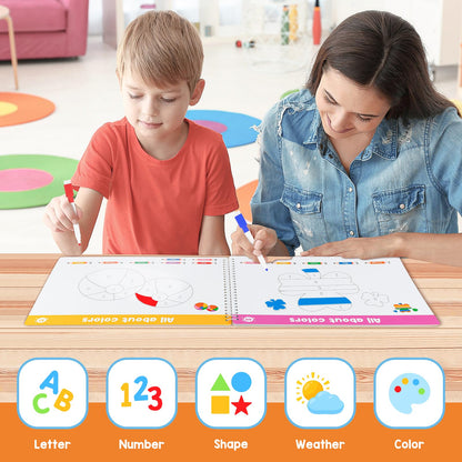 Auchq kindergarten learning materials layout displaying multiple themed dry erase tracing booklets.