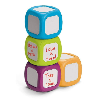 Hand2mind dry erase learning cubes showing the durable wipe clean surface on a white background