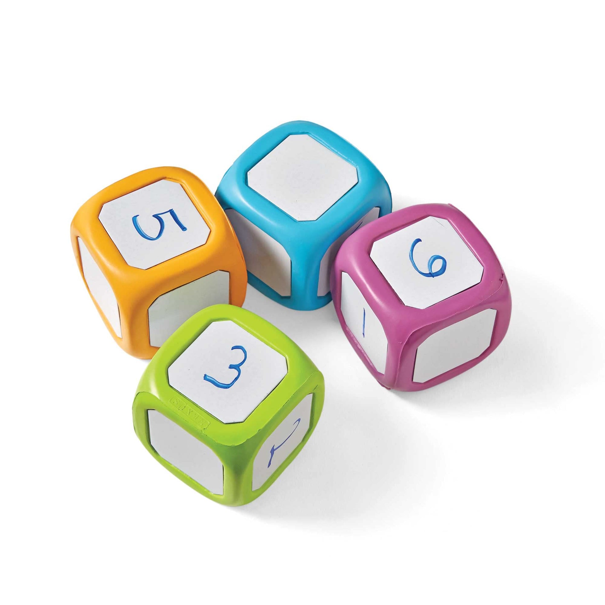 Hand2mind four color blank customizable dice setup for classroom math and reading games