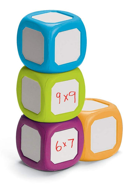 Hand2mind educational math manipulatives dice set illustrating how easily marker ink can be wiped away