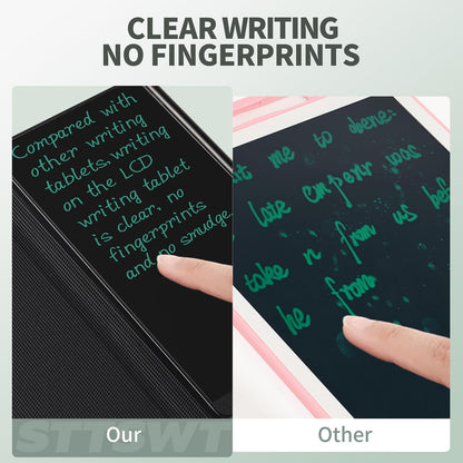 STTSWT 6.5 inch digital writing pad angled view highlighting the ultra thin narrow frame design and dedicated stylus pen.
