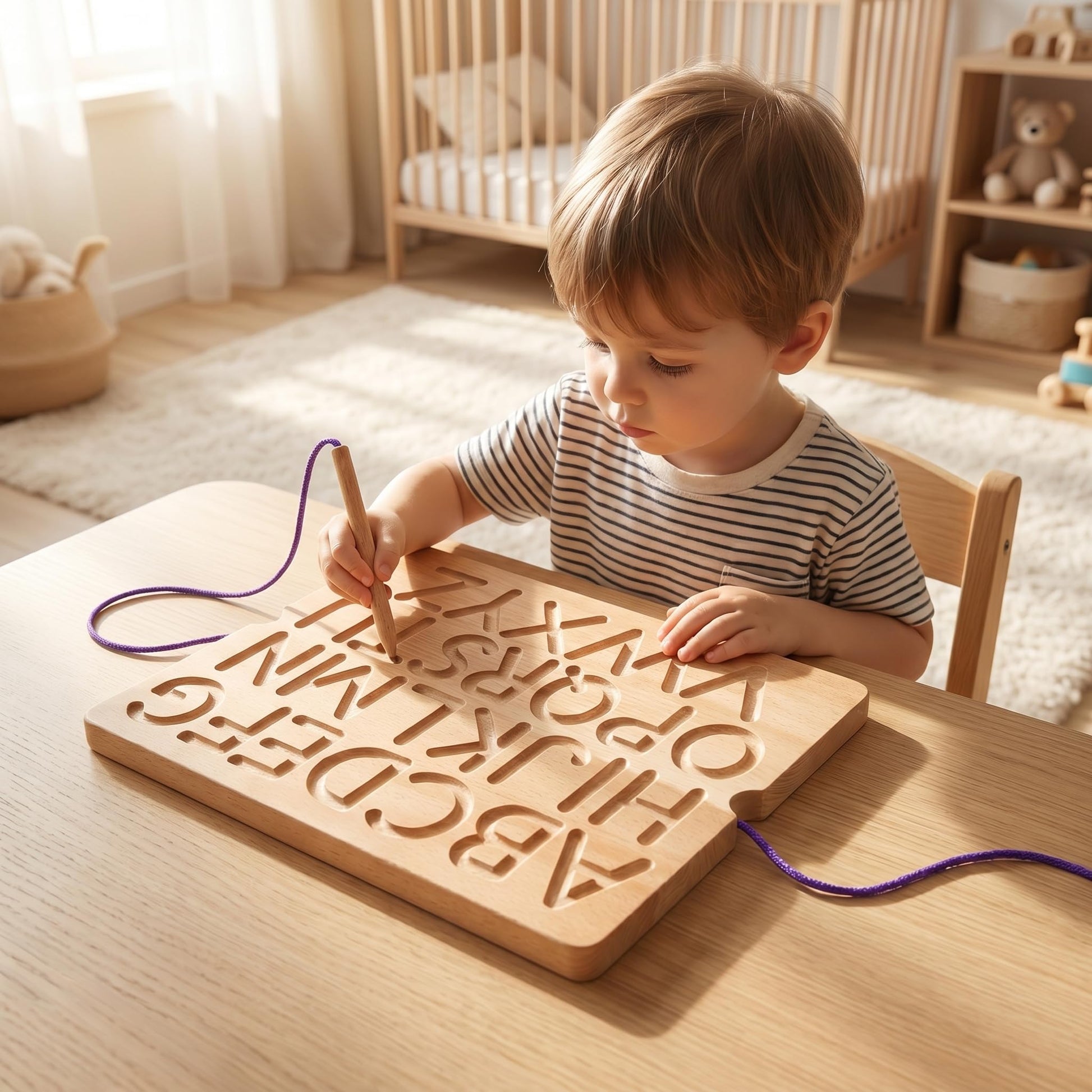 Suwimut compact portable wooden tracing board kit for preschool classroom learning