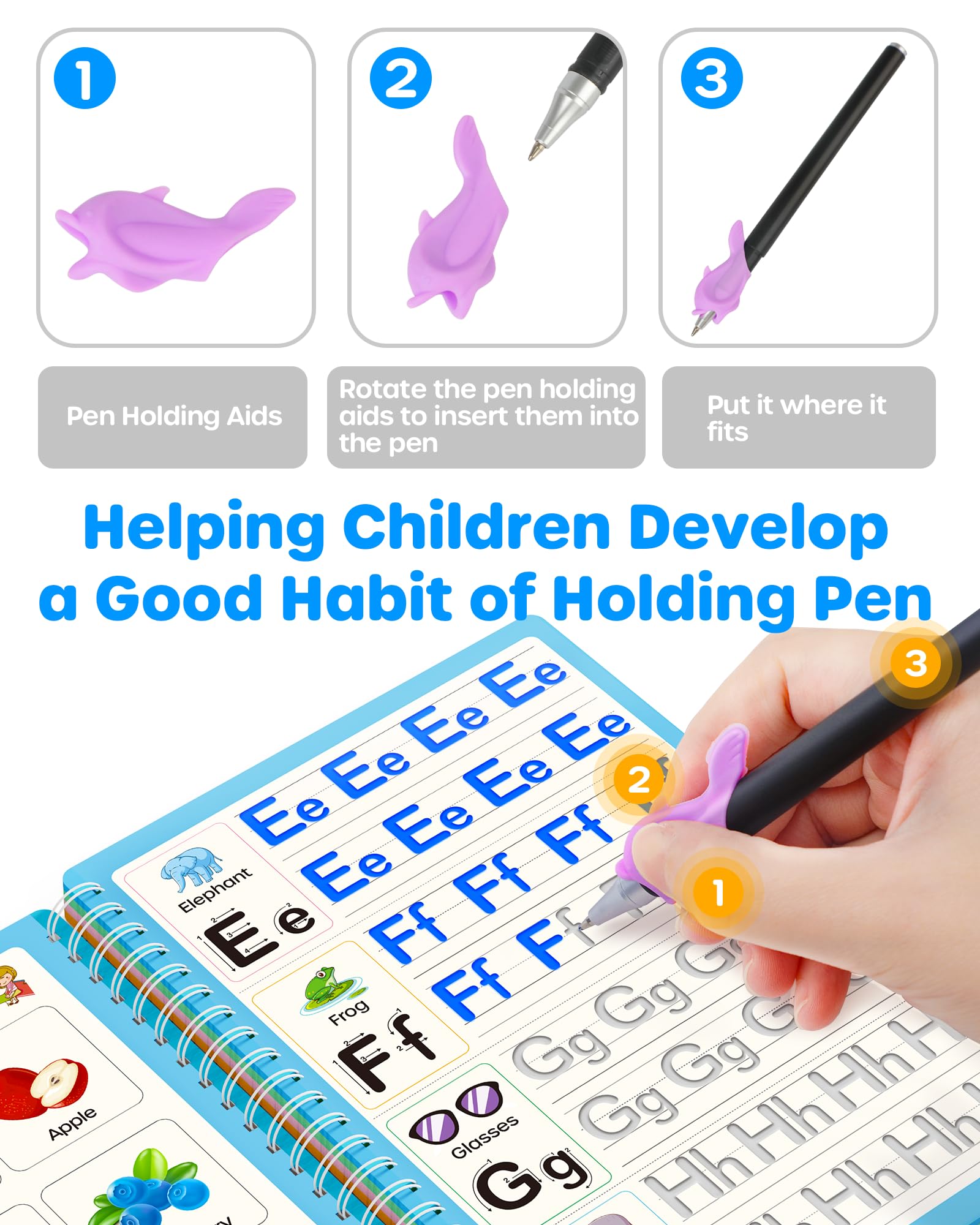 D-FantiX premium thick cardboard reusable workbook kit for kindergarten skill development