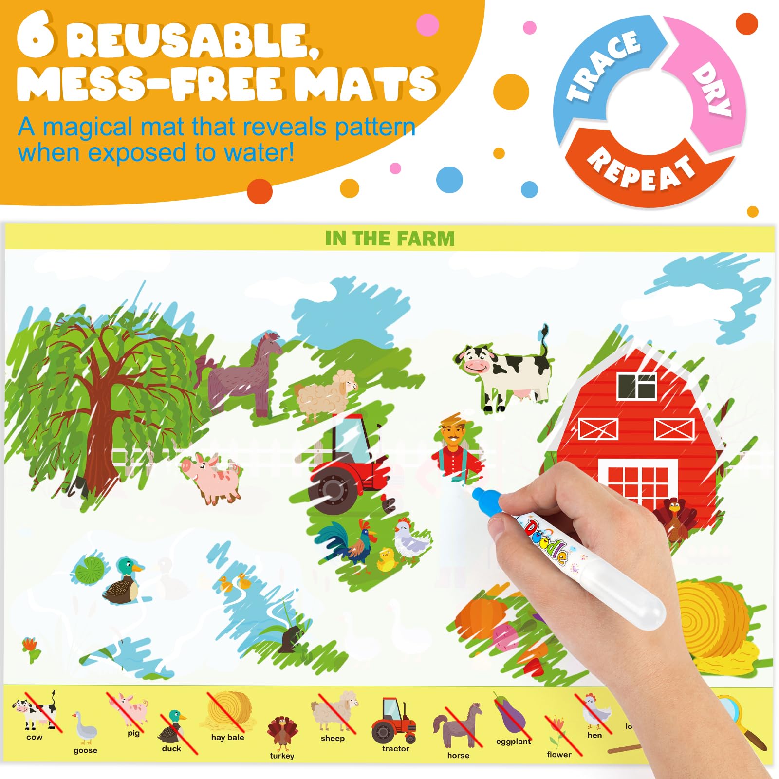 Meaicezli toddler travel toy displaying twelve double sided reusable preschool activity mats
