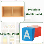 Comparison view of blue capital and red lowercase letters side by side for visual learning