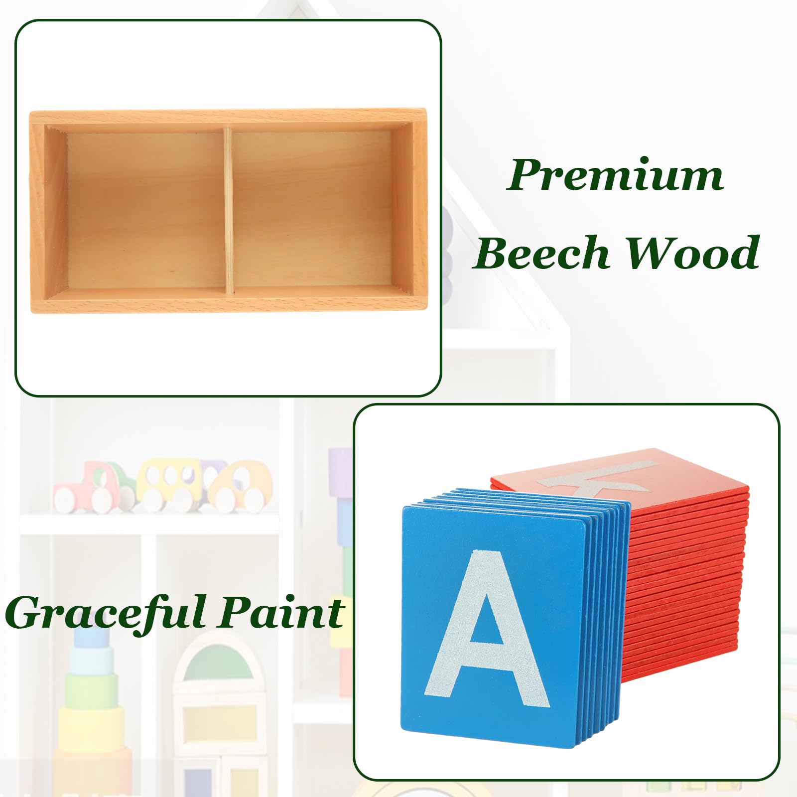 Comparison view of blue capital and red lowercase letters side by side for visual learning