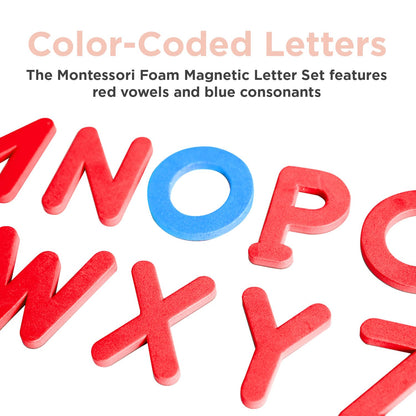 Full packaging view of the USA imported Montessori And Me magnetic letters kit for preschool toddlers.
