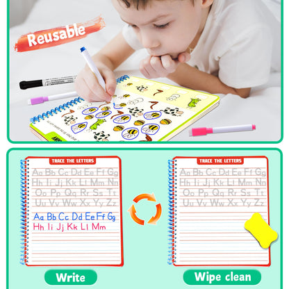Kindergarten workbook pages highlighting number tracing activities with progressive arrow directions for pencil grip control.