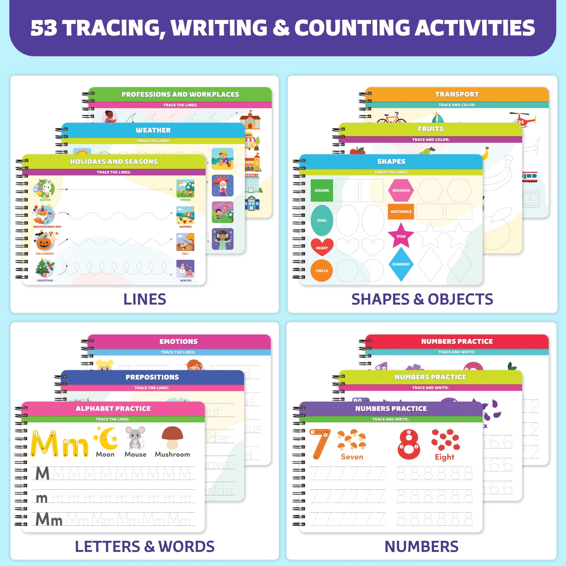 Clever Fox Play reusable toddler learning book displaying number writing and counting activities