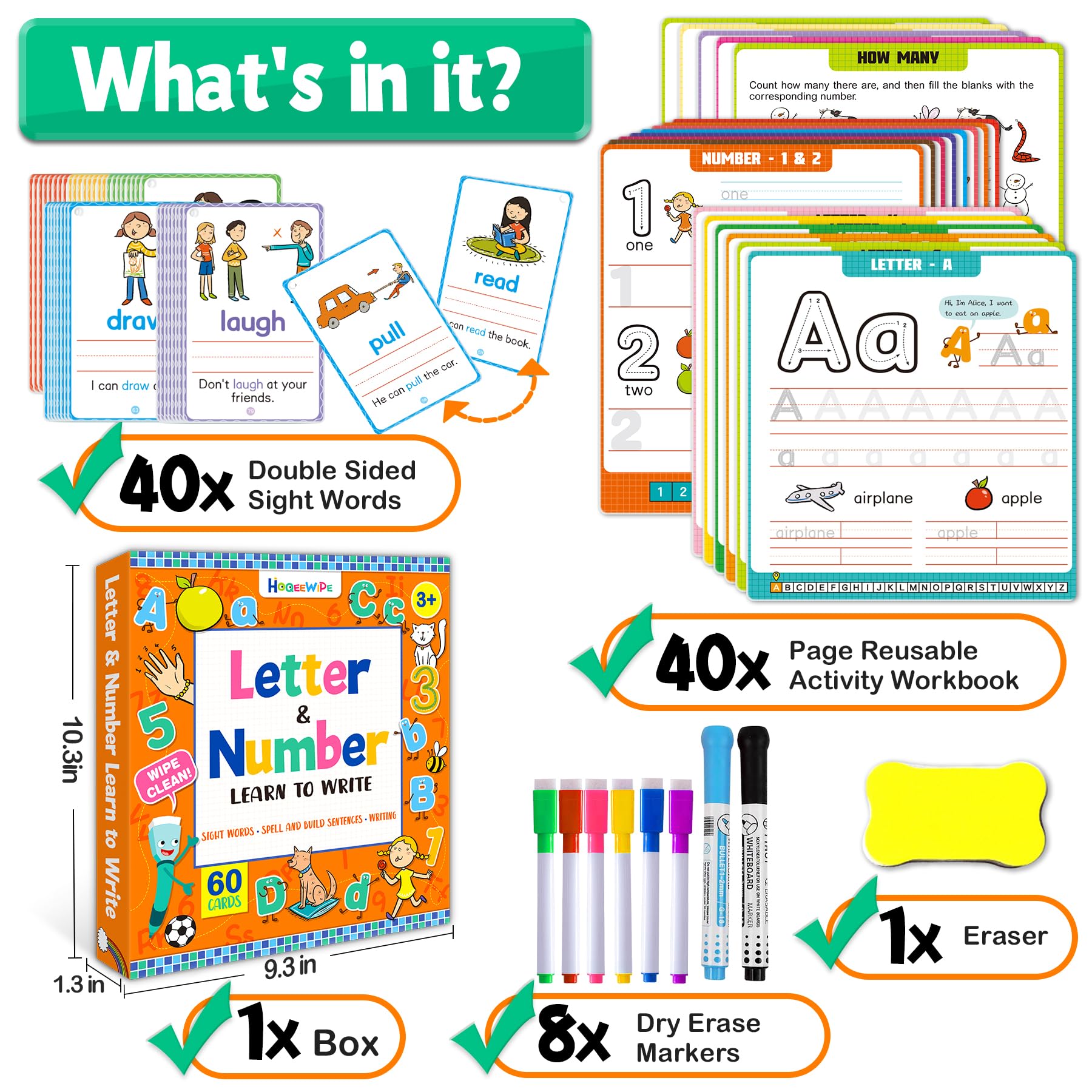 Laminated tear resistant autism learning resources kit spread out to show durable rounded corner design.