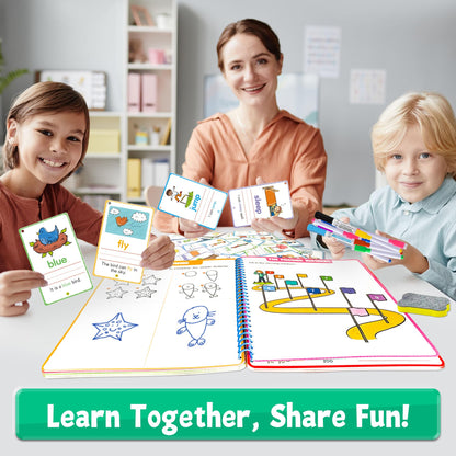 Packaging box of the premium imported USA pre-K educational game highlighting the full contents and color selections.