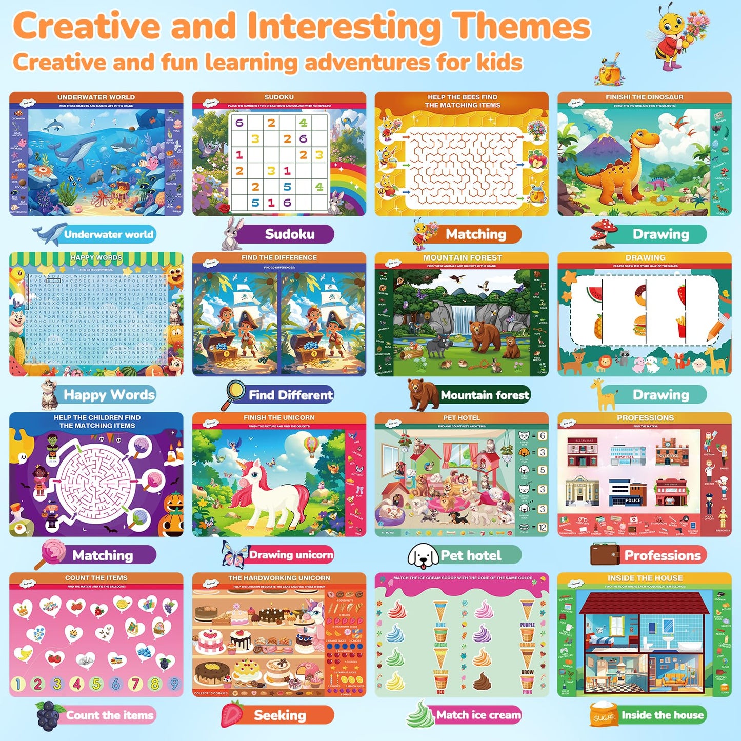 RichBoy preschool learning activities package displaying find the difference exercises for early cognitive growth.