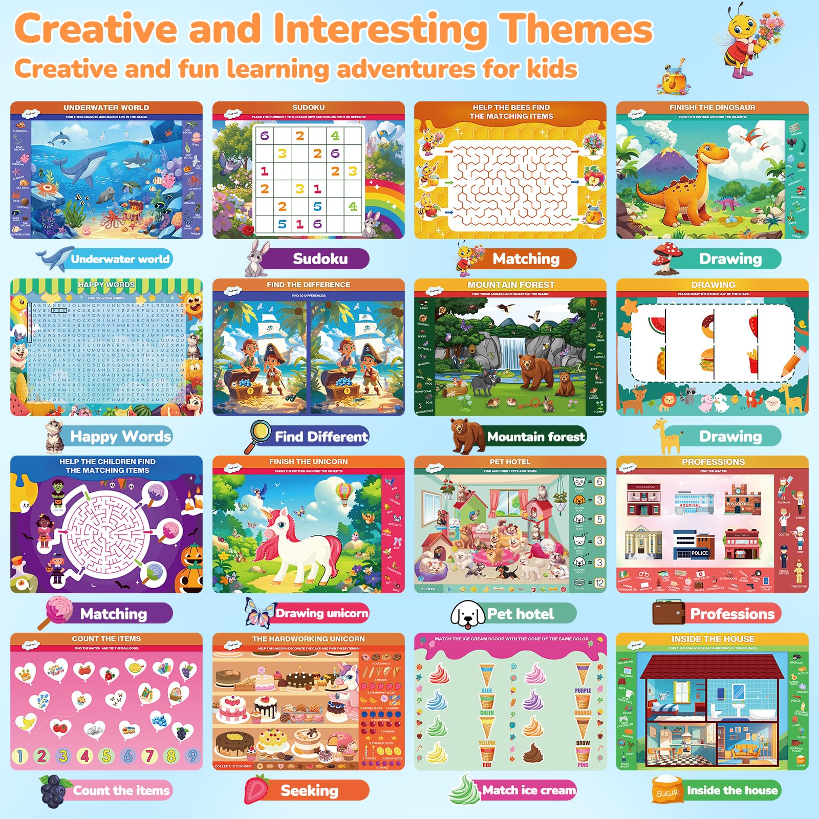 RichBoy preschool learning activities package displaying find the difference exercises for early cognitive growth.
